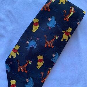 Disney Tie with Pooh and Friends - Navy and Yellow
